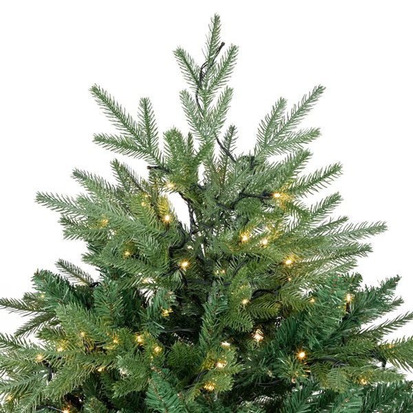 Northlight 6.5-ft Pre-lit Leg Base Pine Full Rightside-up Green Artificial Christmas Tree with Warm White LED Lights