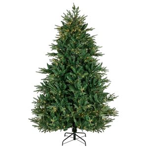 Northlight 6.5-ft Pre-lit Leg Base Pine Full Rightside-up Green Artificial Christmas Tree with Warm White LED Lights