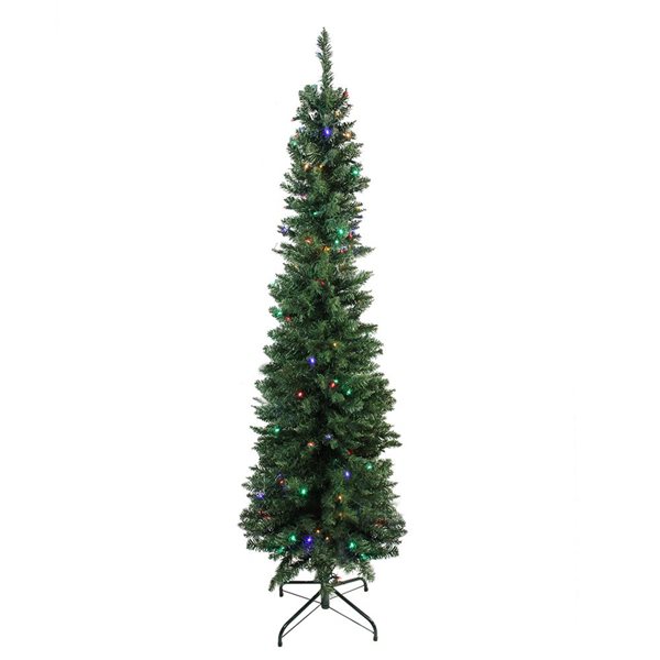 Northlight 6-ft Pre-lit Leg Base Full Rightside-up Green Artificial Christmas Tree with Multicolour LED Lights