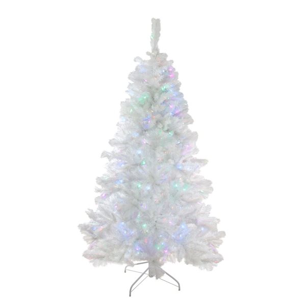 Northlight 6.5-ft Pre-lit Leg Base Pine Full Rightside-up White Artificial Christmas Tree with Multicolour LED Lights