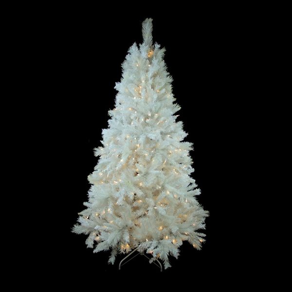 Northlight 6.5-ft Pre-lit Leg Base Pine Full Rightside-up White Artificial Christmas Tree with Multicolour LED Lights