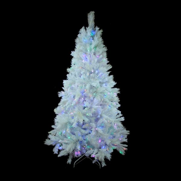 Northlight 6.5-ft Pre-lit Leg Base Pine Full Rightside-up White Artificial Christmas Tree with Multicolour LED Lights