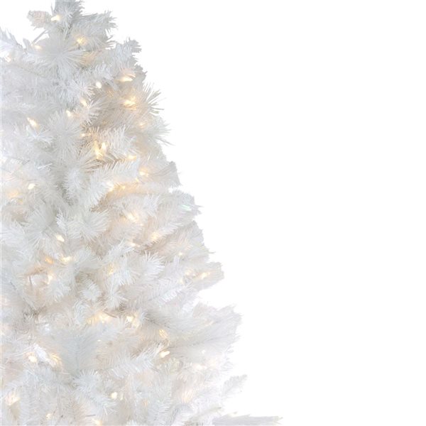 Northlight 6.5-ft Pre-lit Leg Base Pine Full Rightside-up White Artificial Christmas Tree with Multicolour LED Lights