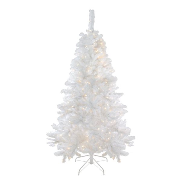 Northlight 6.5-ft Pre-lit Leg Base Pine Full Rightside-up White Artificial Christmas Tree with Multicolour LED Lights