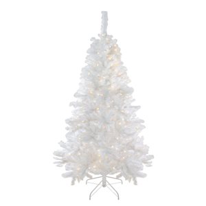 Northlight 6.5-ft Pre-lit Leg Base Pine Full Rightside-up White Artificial Christmas Tree with Multicolour LED Lights