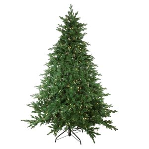 Northlight 6.5-ft Pre-lit Leg Base Balsam Fir Full Rightside-up Green Artificial Christmas Tree with White Clear LED Lights