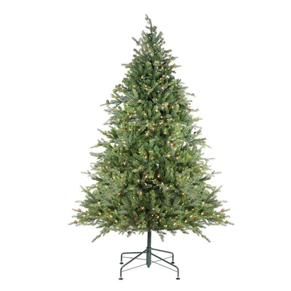 Northlight 6.5-ft Pre-lit Leg Base Full Rightside-up Green Artificial Christmas Tree with White Clear Incandescent Lights