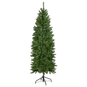 Northlight 7.5-ft Pre-lit Leg Base Full Rightside-up Green Artificial Christmas Tree with White Clear Incandescent Lights