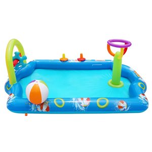 Banzai Inflatable Splash Pad Activity Pool with Sprinkler