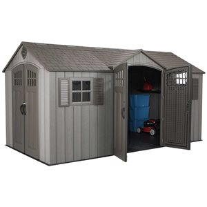 Lifetime 15-ft x 8-ft Dark Gray Outdoor Storage Shed with Dual Side Entry