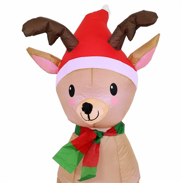 Sunnydaze Inflatable Christmas Decoration Santa's Cheerful Reindeer 3.5-ft