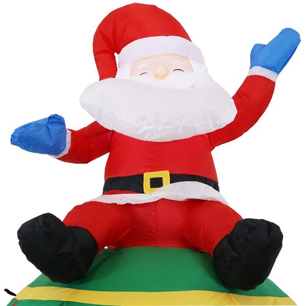 Sunnydaze Santa Sitting on Ball Inflatable Decoration for Christmas 5.75-ft