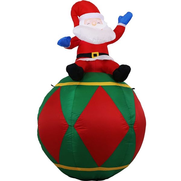 Sunnydaze Santa Sitting on Ball Inflatable Decoration for Christmas 5.75-ft