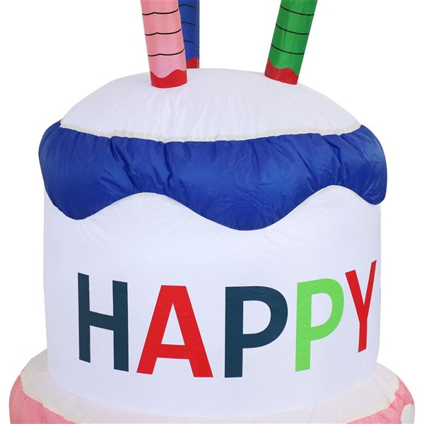 Sunnydaze Birthday Cake Inflatable Decoration 4-ft