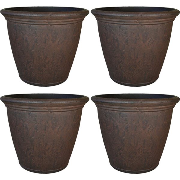 Sunnydaze Anjelica Outdoor Flower Pot Planter Rust 24-in 4/pk