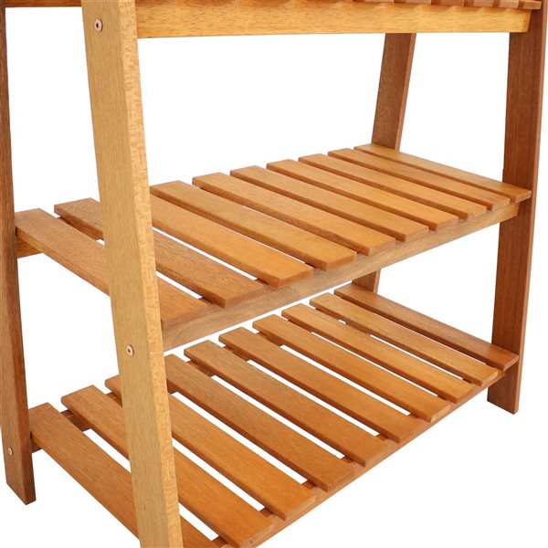 SUNNYDAZE DECOR Sunnydaze Meranti Wood Garden Shelf Brown Teak Oil