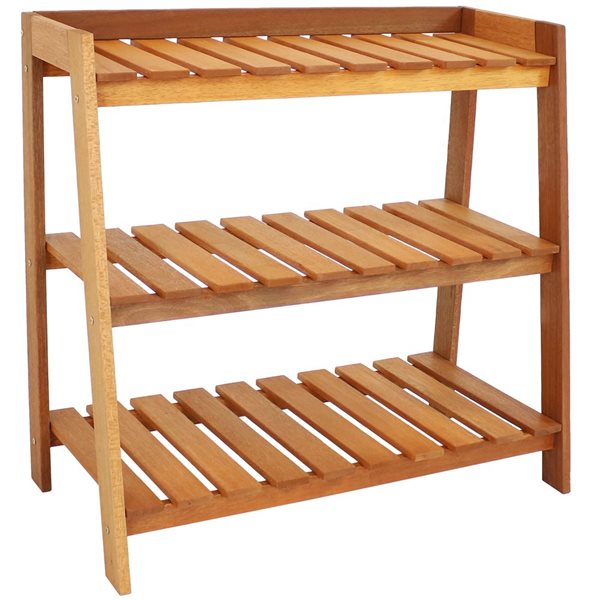 SUNNYDAZE DECOR Sunnydaze Meranti Wood Garden Shelf Brown Teak Oil