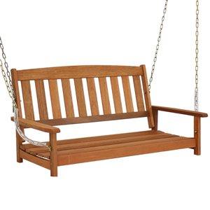 Sunnydaze Meranti Wood Porch Swing with Hanging Chain 47-in x 26-in