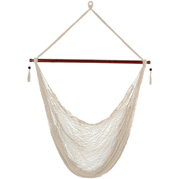 Sunnydaze Hanging Cabo Extra Large Hammock Chair Cream 47-in x 72-in