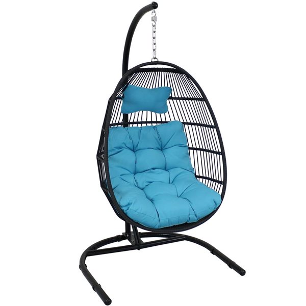 SUNNYDAZE DECOR Sunnydaze Julia Hanging Egg Chair with Cushion and