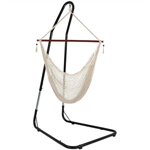 Sunnydaze Cabo XL Rope Hammock Chair with Stand - Cream