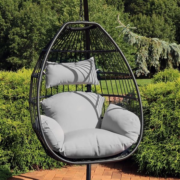 SUNNYDAZE DECOR Sunnydaze Delaney Hanging Egg Chair with Seat