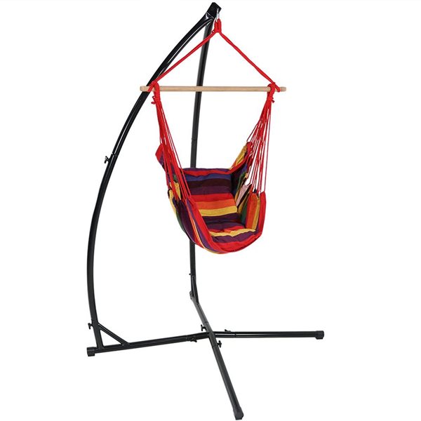 Sunnydaze Hanging Hammock Chair Swing & X-Stand Sunset Red 45-in