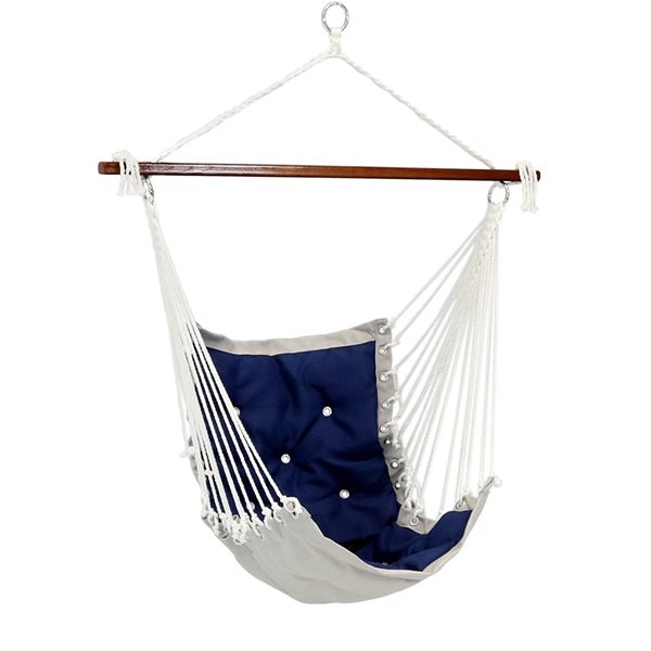 Sunnydaze Tufted Victorian Hammock Swing 300-Pound Limit Navy Blue 43-in x 39-in