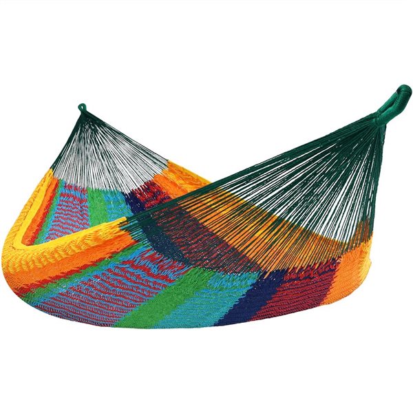 Sunnydaze Handwoven XXL Thick Cord Mayan Family Hammock Multi-Color 156-in x 90-in