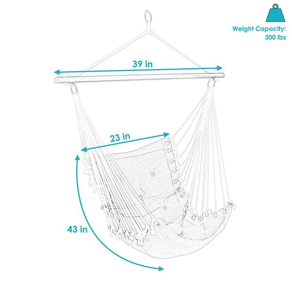 Sunnydaze Tufted Victorian Hammock Swing Gray 43-in x 39-in