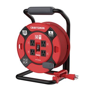 CRAFTSMAN 50-ft 14 AWG Indoor/Outdoor Retractable Reel Extension Cord with 4 Outlets