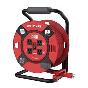 CRAFTSMAN 75-ft 14 AWG Cable Heavy-Duty Indoor/Outdoor Retractable Extension Cord with 4 Outlets