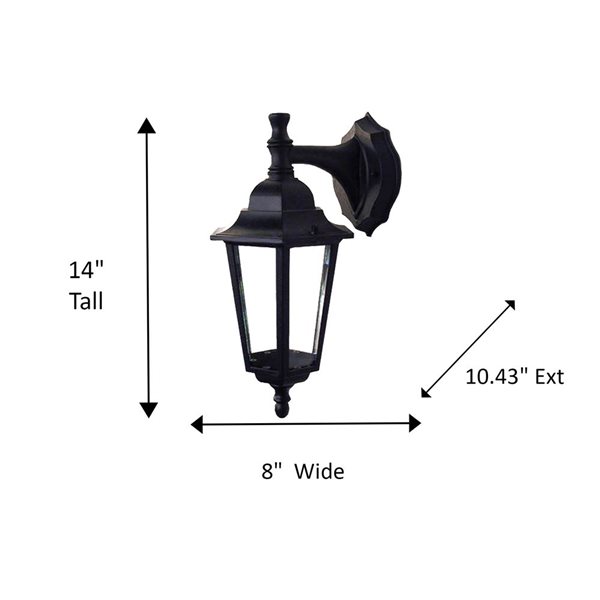 Luminaire extérieur Lucas, E-26  Lanternes Murales  Traditionnel hauteur 14 pouces, noir