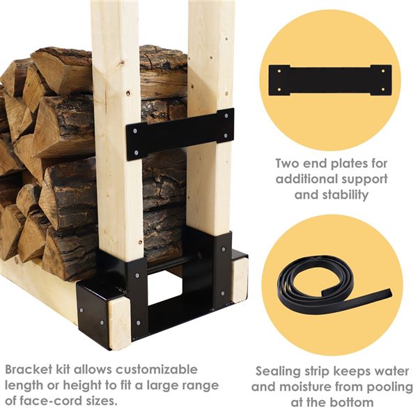 Sunnydaze Adjustable Steel Log Rack Brackets with Accessory Kit