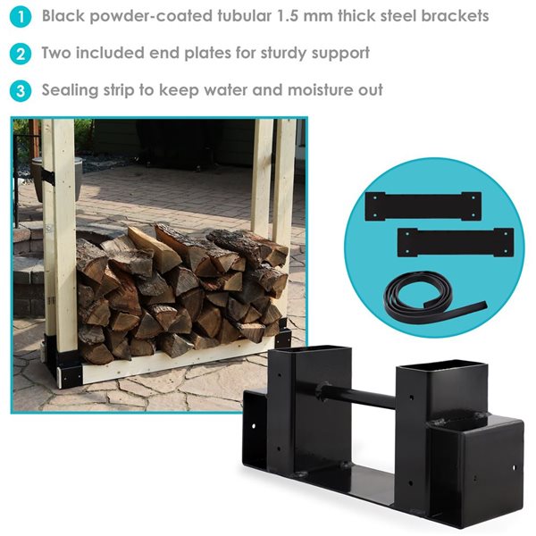 Sunnydaze Adjustable Steel Log Rack Brackets with Accessory Kit