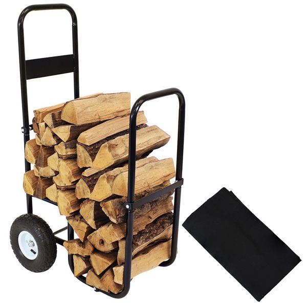 Sunnydaze Firewood Log Cart and Cover