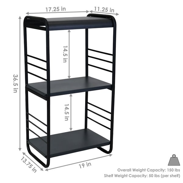 Sunnydaze36-In Modern Rounded Edge Iron and Steel Log Rack