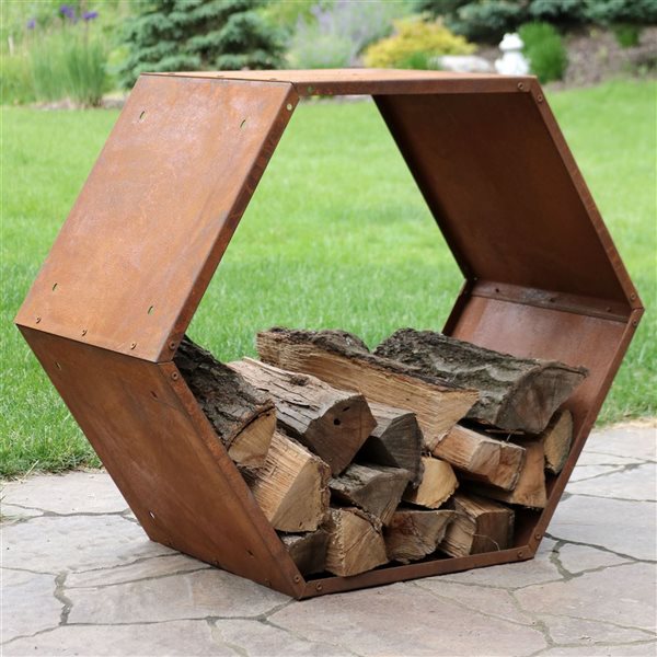 Sunnydaze 30-In Hexagon Rustic Honeycomb Log Rack