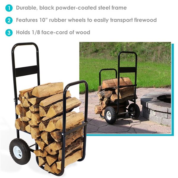 Sunnydaze Steel Firewood Log Cart