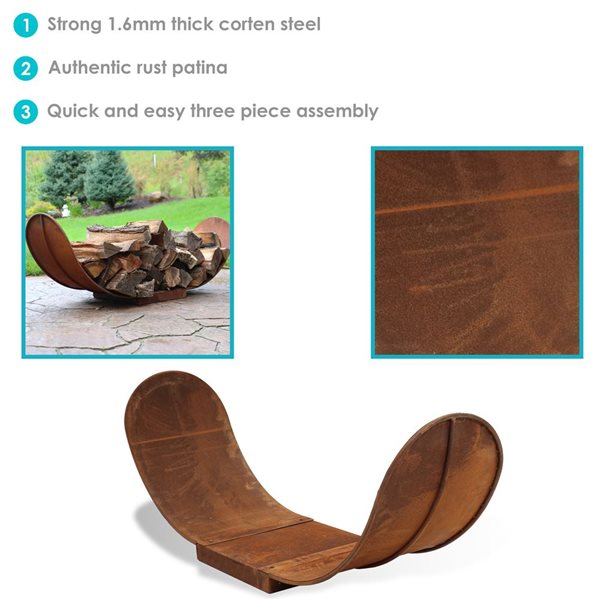 SUNNYDAZE DECOR Sunnydaze 4-Foot Outdoor Rustic Firewood Log Rack ...