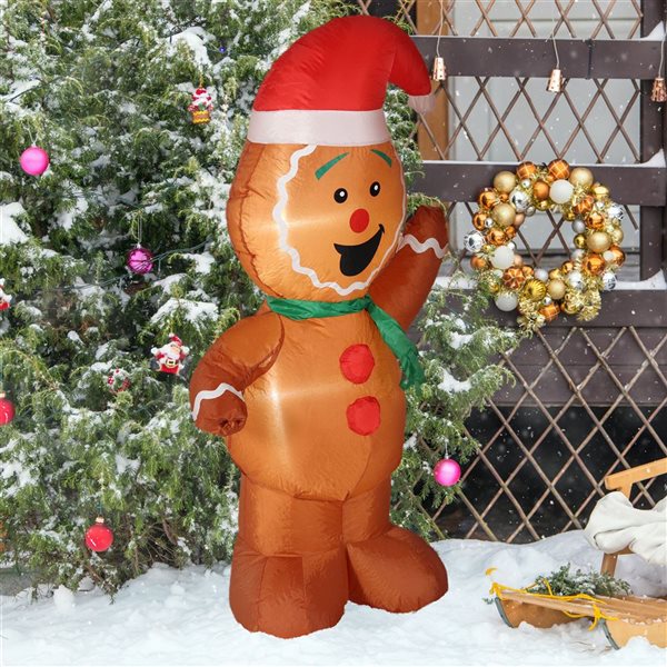 Sunnydaze Decor 4.25-ft Lighted Gingerbread Christmas Inflatable