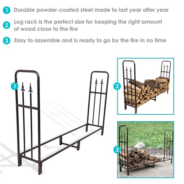 Sunnydaze 6-Ft Indoor/Outdoor Decorative Firewood Log Rack