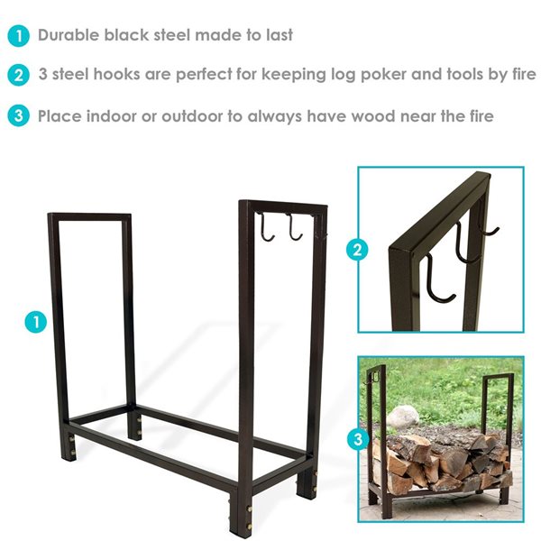 Sunnydaze 30-In Indoor/Outdoor Bronze Steel Firewood Log Holder