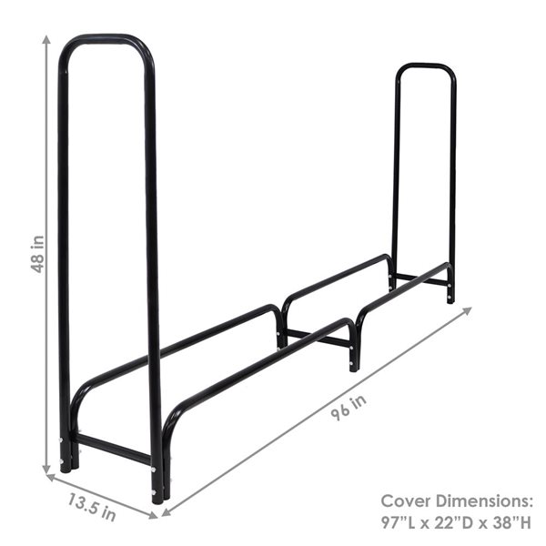 Sunnydaze 8-Ft Firewood Log Rack Log Rack and Cover