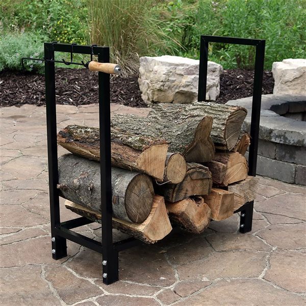 Sunnydaze 30-In Indoor/Outdoor Black Steel Firewood Log Holder