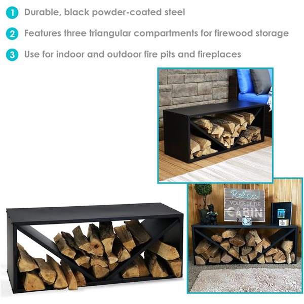 Sunnydaze 41-In Triple Triangle Steel Firewood Log Rack