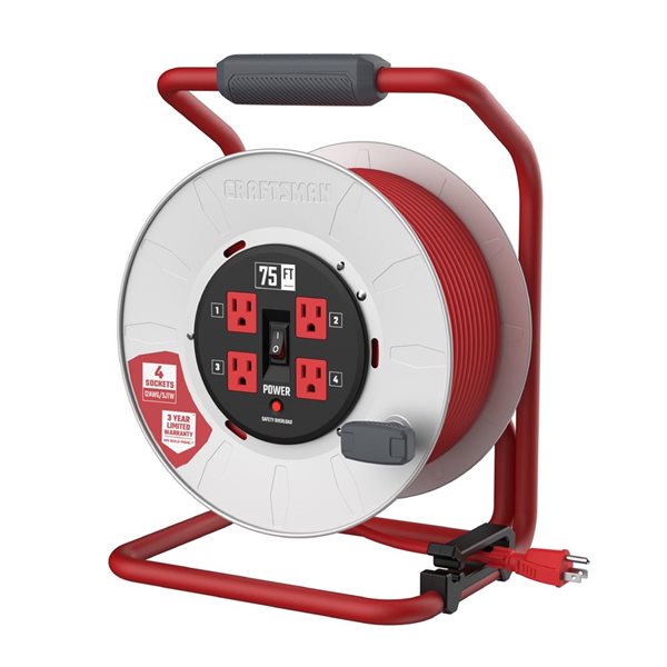 CRAFTSMAN CONTRACTOR GRADE Retractable Extension Cord, 50ft or 75ft or 100ft  with 4 Outlets - 12AWG SJTW Cable - Outdoor Power Cord Reel - Coupon Codes,  Promo Codes, Daily Deals, Save Money Today