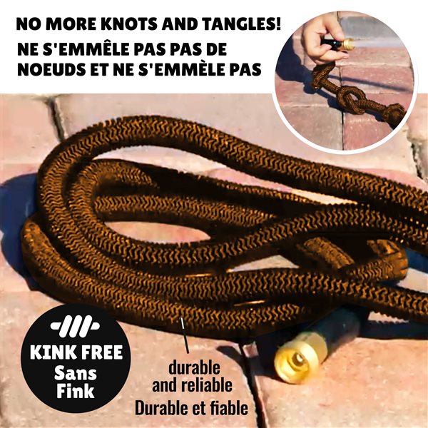 Tuyau d'arrosage Big Boss Xhose PRO 5/8 po x 50 pi robuste extensible léger sans pli standard polymère hybride bronze