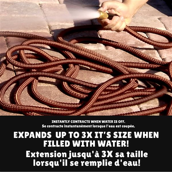 Tuyau d'arrosage Big Boss Xhose PRO 5/8 po x 50 pi robuste extensible léger sans pli standard polymère hybride bronze