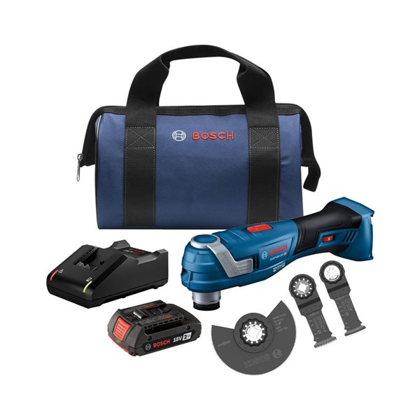 Bosch Starlock 7 Piece Cordless Brushless Tool 2 Amp Battery 18 V Oscillating Multi Tool Kit Case Soft Case 1 Batteries Included